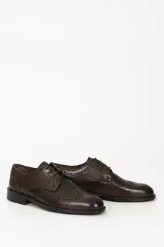 КОРИЧНЕВЫЕ Платиновые повседневные мужские туфли из натуральной кожи на шнуровке 01939 GNDER(R)