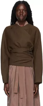 Коричневая блузка с запахом LEMAIRE