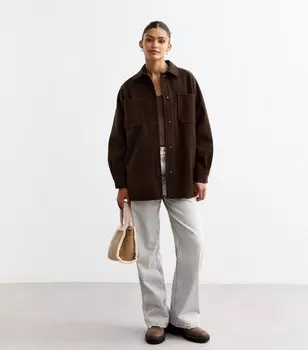 Коричневая длинная куртка New Look, темно-коричневый