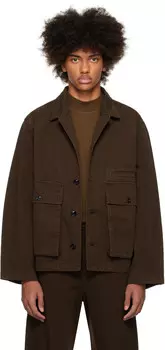 Коричневая джинсовая куртка свободного кроя LEMAIRE, Espresso