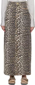 Коричневая джинсовая макси-юбка GANNI