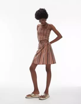 Коричневая фактурная пляжная юбка с запахом и запахом Topshop