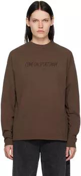 Коричневая флокированная футболка с длинным рукавом INSCRIRE