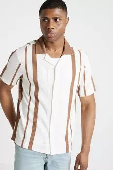 Коричневая футболка обычного кроя с короткими рукавами в полоску River Island, коричневый