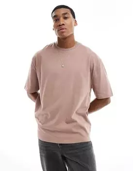 Коричневая футболка оверсайз из плотной ткани плотностью 240 г/м2 ASOS DESIGN