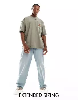 Коричневая футболка оверсайз с принтом «Киото» ASOS DESIGN