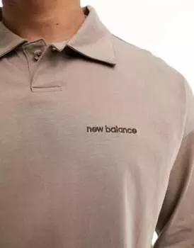 Коричневая футболка-поло с длинными рукавами New Balance Athletic Line