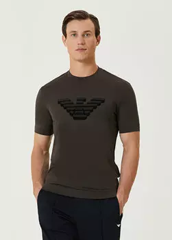 Коричневая футболка с логотипом Emporio Armani
