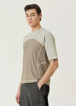 Коричневая футболка с логотипом Reebok, бежевый