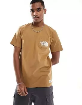 Коричневая футболка с нагрудным карманом The North Face Berkeley California