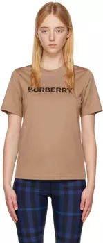 Коричневая футболка с принтом Burberry