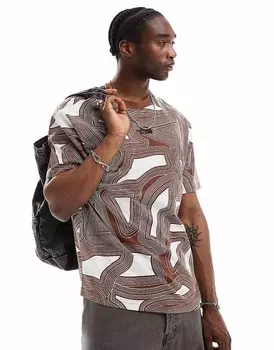 Коричневая футболка-тяжеловес The North Face с геопринтом эксклюзивно на ASOS