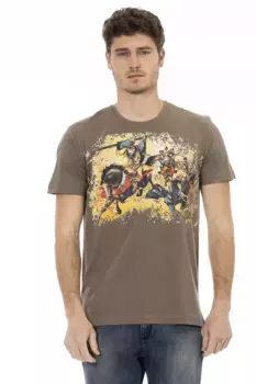 Коричневая хлопковая мужская футболка Trussardi