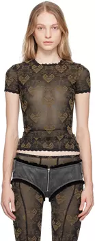 Коричневая и черная футболка Scarlett для девочек с плакатом Poster Girl