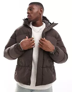 Коричневая короткая куртка-пуховик Jack & Jones