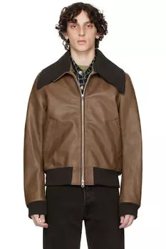 Коричневая кожаная куртка-бомбер Pharos OUR LEGACY
