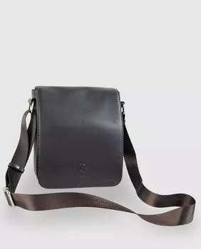 Коричневая кожаная сумка через плечо на молнии Pierre Cardin, коричневый
