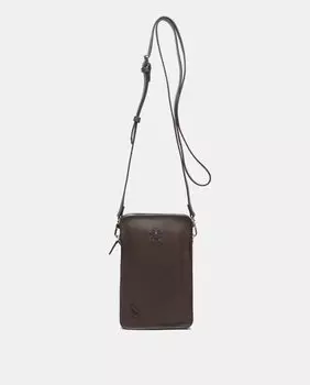 Коричневая кожаная сумка для мобильного телефона с гравировкой логотипа Abbacino, коричневый