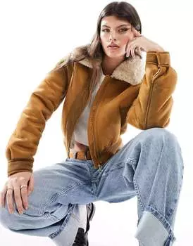 Коричневая куртка-авиатор Mango