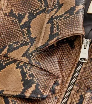 Коричневая куртка Hector со змеиным узором KHAITE