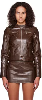 Коричневая куртка из искусственной кожи Hannah Jewett Edition Miaou