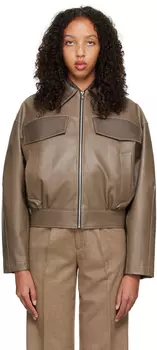 Коричневая куртка из искусственной кожи на молнии Oct31