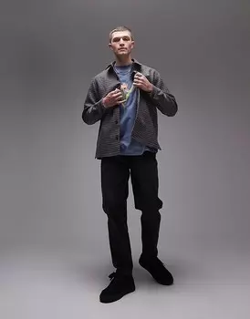 Коричневая куртка-рубашка с длинными рукавами Topman