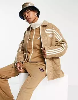 Коричневая куртка с воротником в стиле 70-х adidas Originals 'adicolor '
