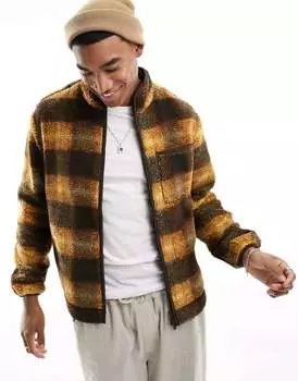 Коричневая куртка в клетку Selected Homme