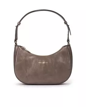 Коричневая лакированная кожаная сумка в форме полумесяца Pedro Miralles, серый