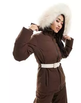 Коричневая лыжная куртка Urban Threads, комбинированная модель