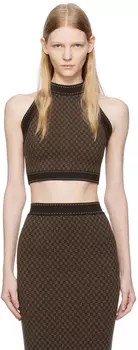 Коричневая майка Balmain Mini с монограммой