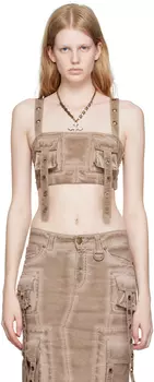 Коричневая майка с карманами-карго Blumarine