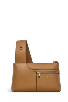 Коричневая маленькая сумка London на длинном ремне с логотипом на молнии с карманами Radley, коричневый