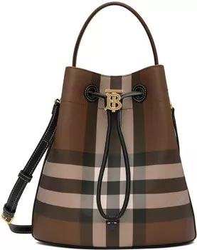 Коричневая маленькая сумка-мешок "TB" Burberry