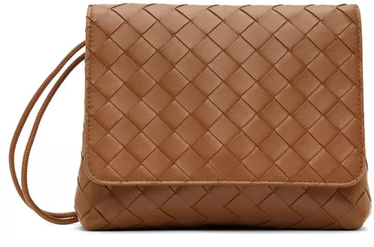 Коричневая мини-сумка Intrecciato Bottega Veneta