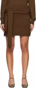 Коричневая мини-юбка с эффектом trompe l'Oeil LEMAIRE