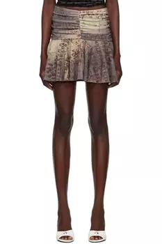 Коричневая мини-юбка с изображением пишущей машинки MISBHV