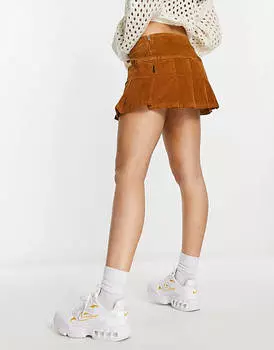Коричневая мини-юбка со складками Superdry Vintage