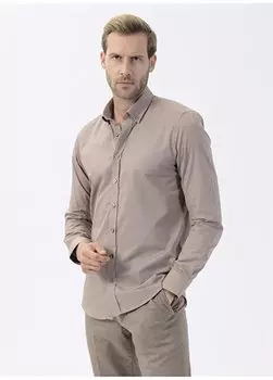 Коричневая мужская рубашка Slim Fit 4AX200000052 Altnyldz Classics, коричневый
