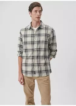 Коричневая мужская рубашка в клетку стандартного кроя Mavi