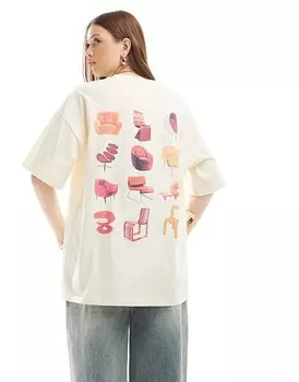 Коричневая оверсайз-футболка ASOS DESIGN с графическим принтом в стиле 70-х годов