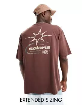 Коричневая оверсайз-футболка с небесным принтом на спине ASOS DESIGN