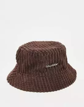 Коричневая панама унисекс из массивной вельветовой ткани COLLUSION