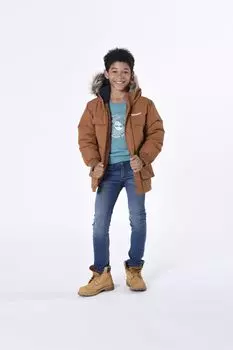 Коричневая парка с капюшоном и логотипом Timberland, коричневый