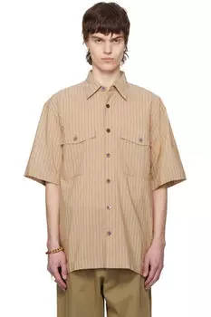 Коричневая полосатая рубашка Dries Van Noten