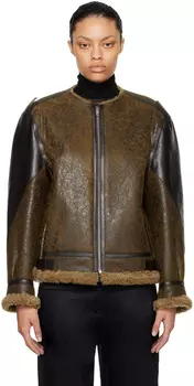 Коричневая потрескавшаяся кожаная куртка Givenchy