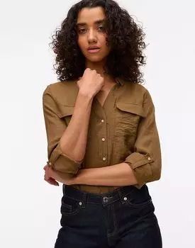 Коричневая рубашка-кенгуру от Vero Moda