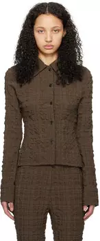 Коричневая рубашка-лотте Nanushka