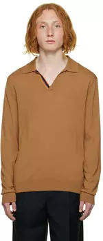 Коричневая рубашка-поло в полоску Paul Smith